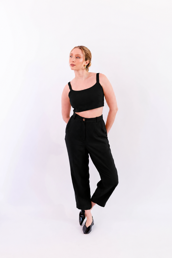 CALÇA RETA LEVE PRETO - LINA BE