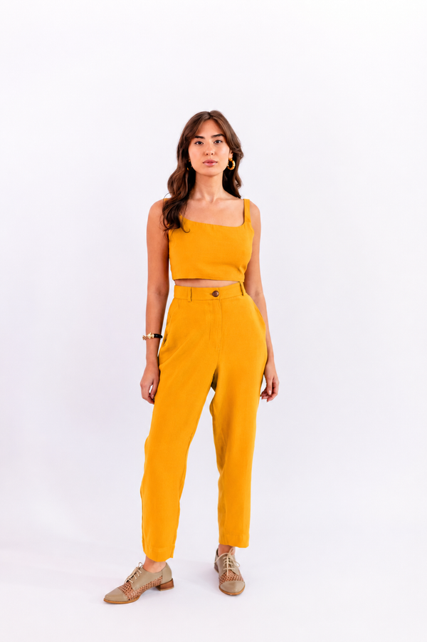 CALÇA RETA LEVE AMARELO - LINA BE