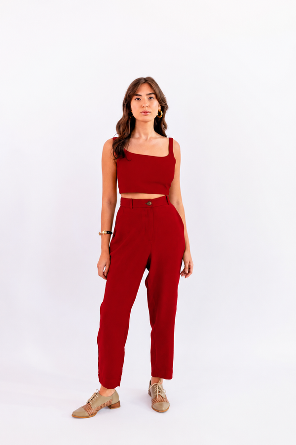 CALÇA RETA LEVE VERMELHO - LINA BE