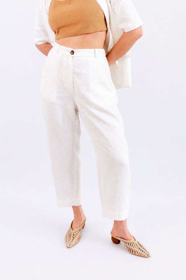 CALÇA RETA LINHO OFF WHITE - LINA BE