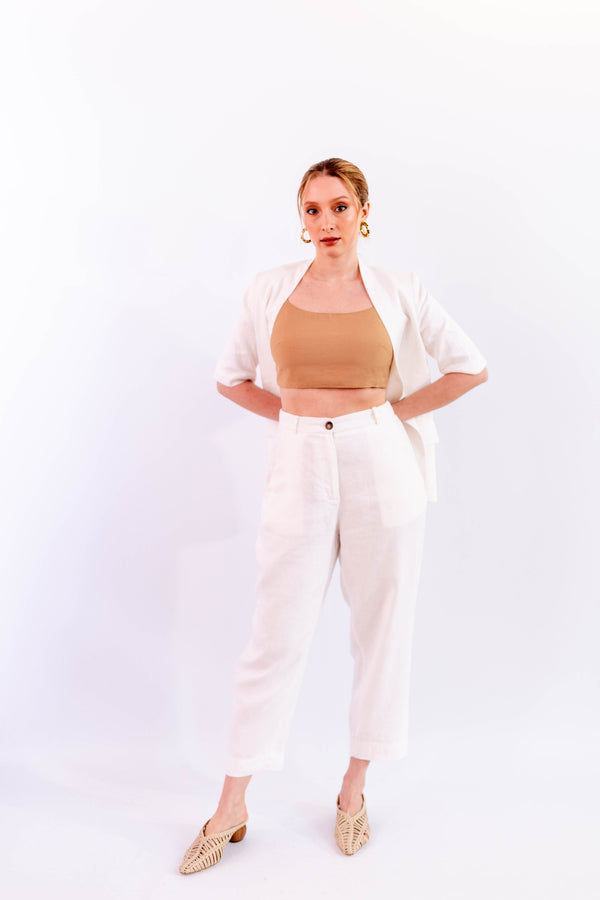 CALÇA RETA LINHO OFF WHITE - LINA BE