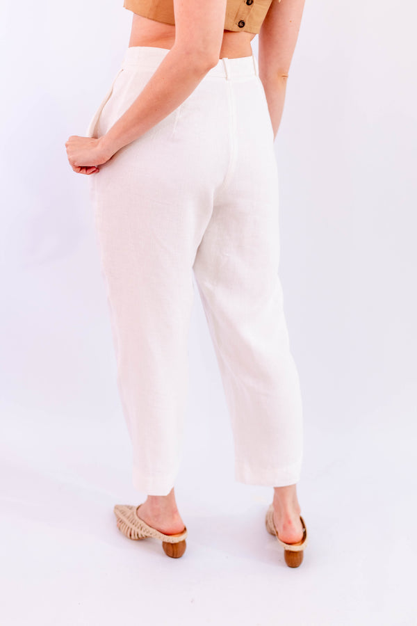 CALÇA RETA LINHO OFF WHITE - LINA BE