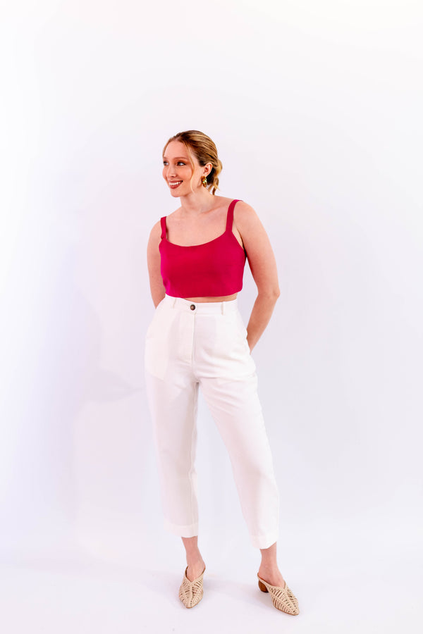 CALÇA RETA LEVE OFF WHITE - LINA BE