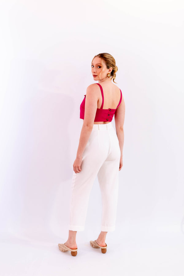 CALÇA RETA LEVE OFF WHITE - LINA BE