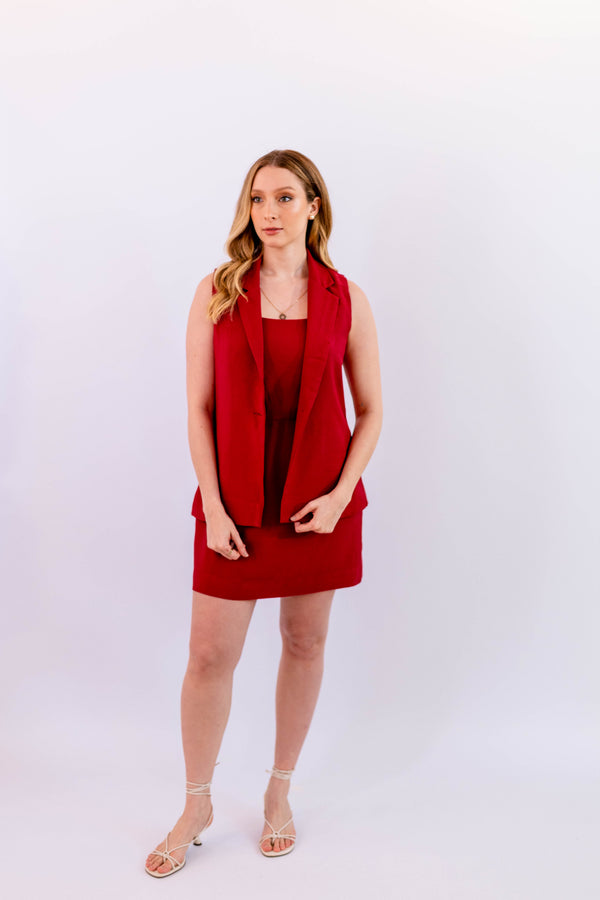 COLETE ALONGADO LEVE VERMELHO - LINA BE