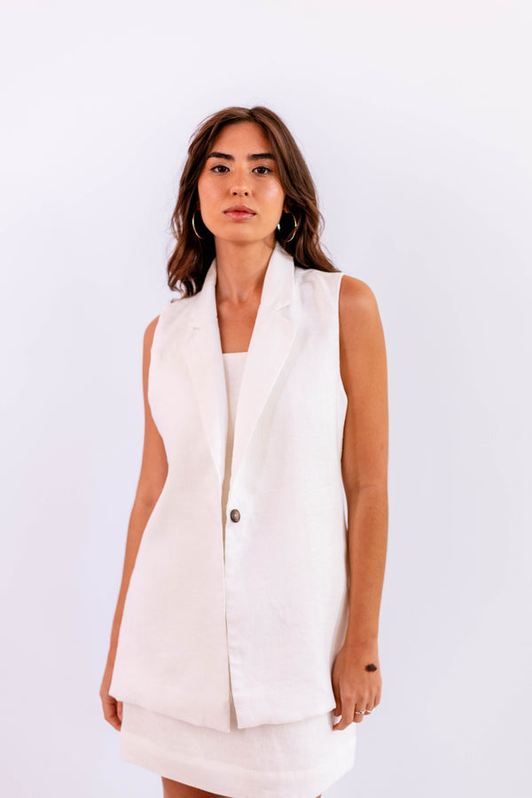 COLETE ALONGADO LINHO OFF-WHITE - LINA BE