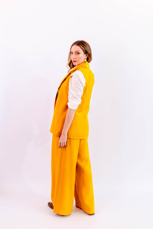 CALÇA PANTALONA LEVE AMARELO - LINA BE
