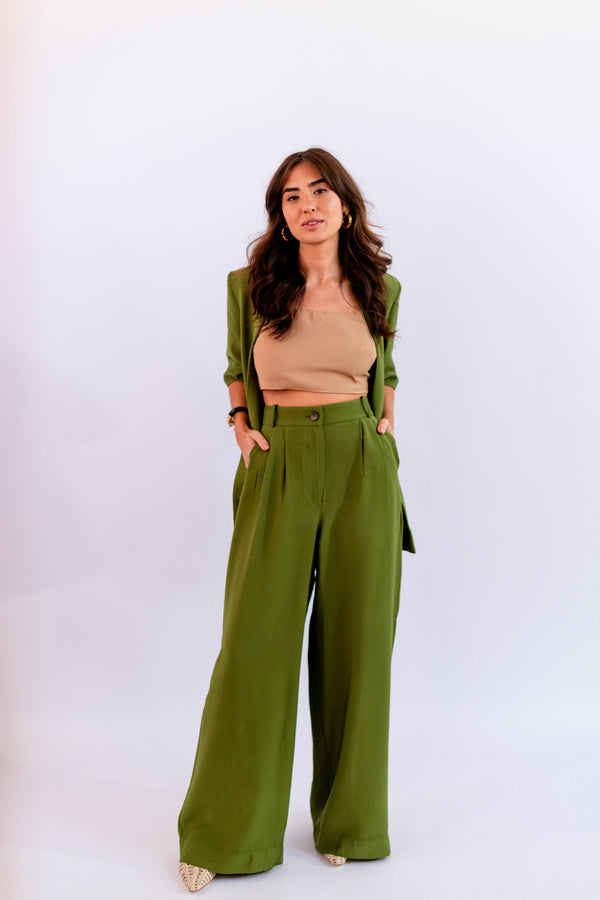 CALÇA PANTALONA LEVE VERDE - LINA BE
