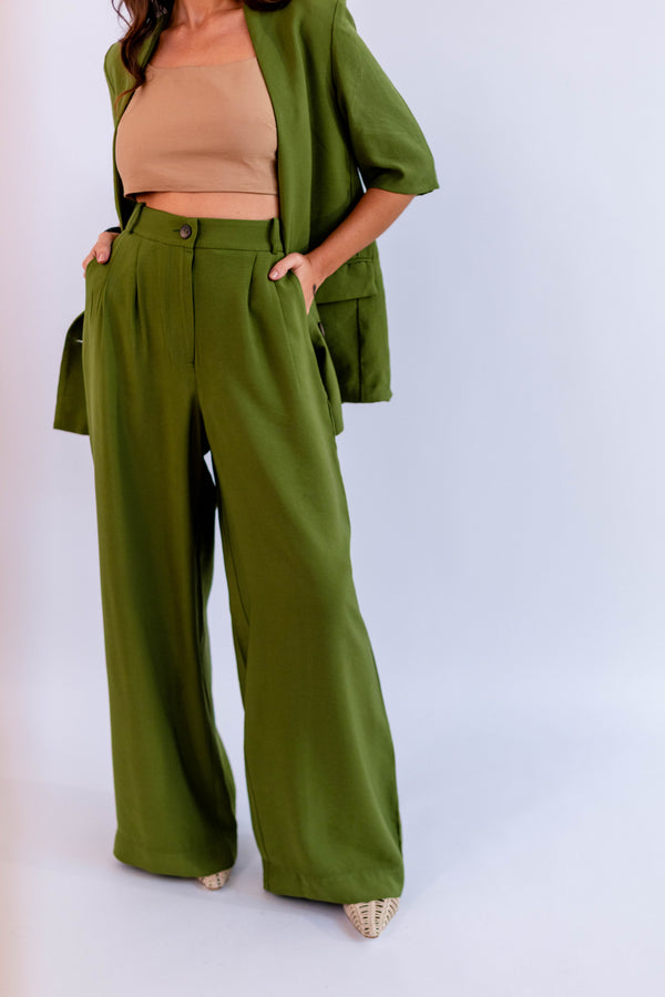 CALÇA PANTALONA LEVE VERDE - LINA BE