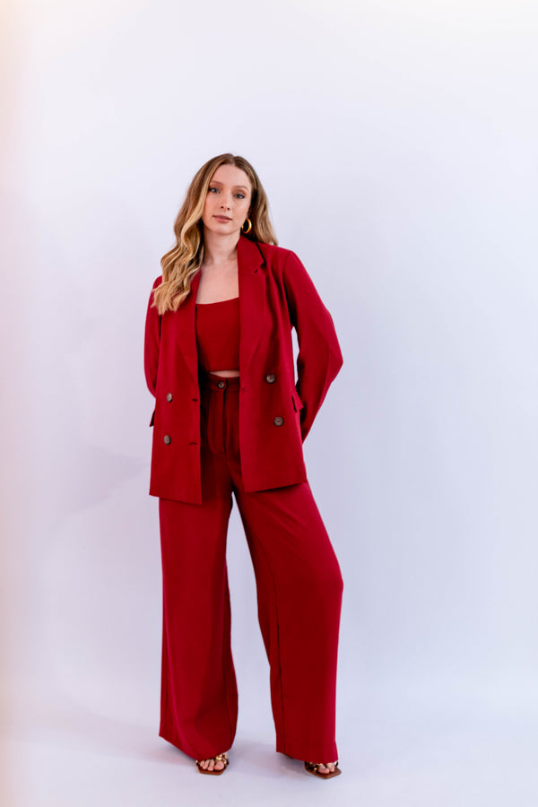 CALÇA PANTALONA LEVE VERMELHO - LINA BE