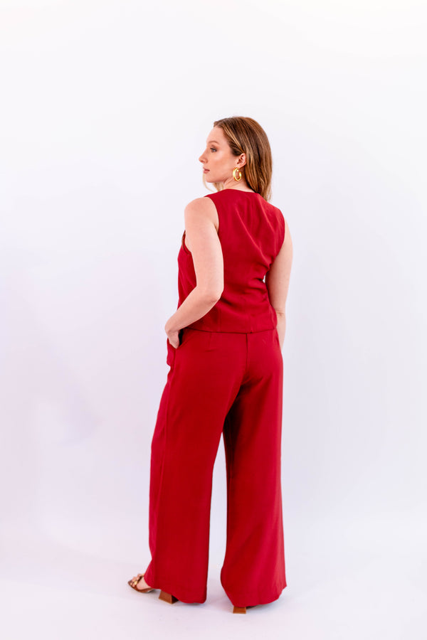 CALÇA PANTALONA LEVE VERMELHO - LINA BE