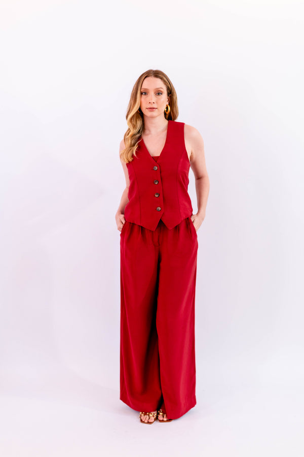 CALÇA PANTALONA LEVE VERMELHO - LINA BE