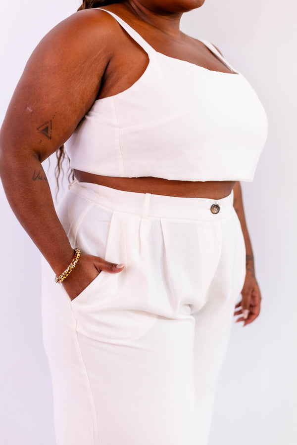 CALÇA PANTACOURT LEVE OFF-WHITE - LINA BE