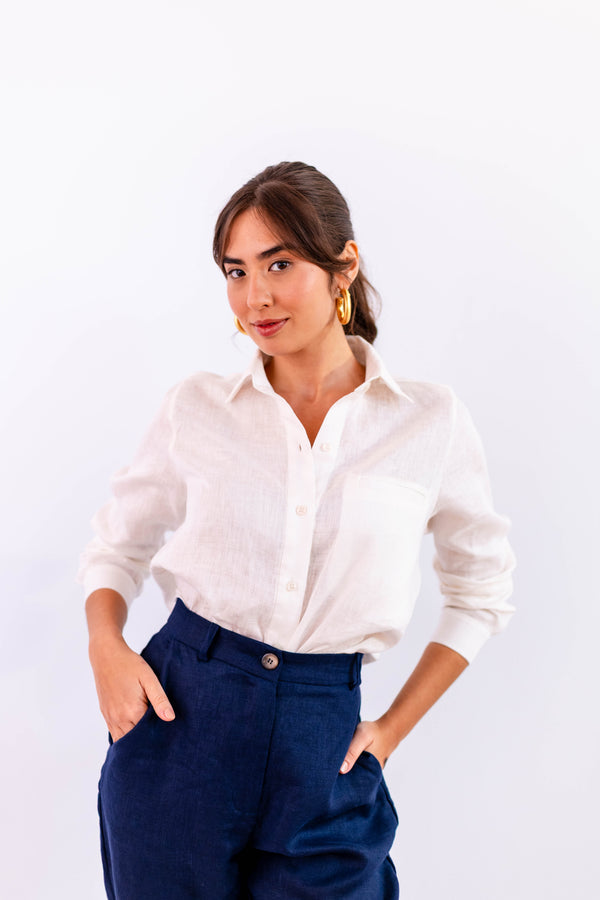 CALÇA RETA LINHO MARINHO - LINA BE