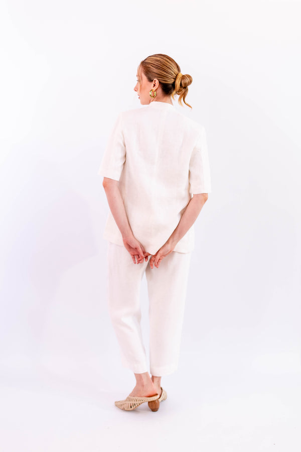BLAZER MANGA CURTA LINHO OFF WHITE - LINA BE
