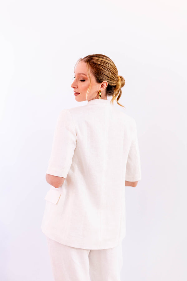 BLAZER MANGA CURTA LINHO OFF WHITE - LINA BE